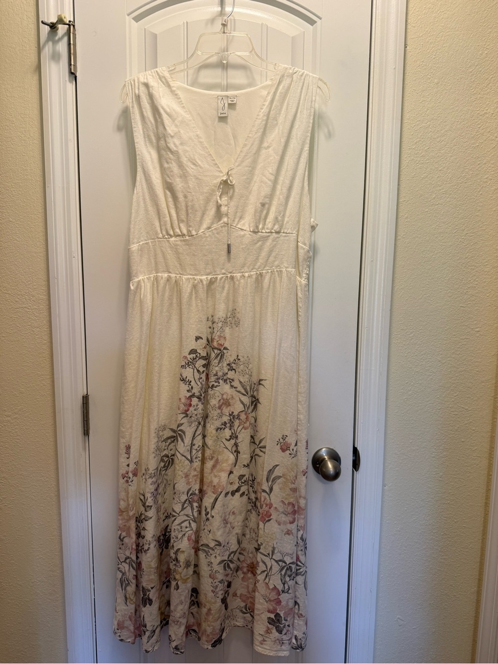 Joie Cream Midi Dress with Floral Print